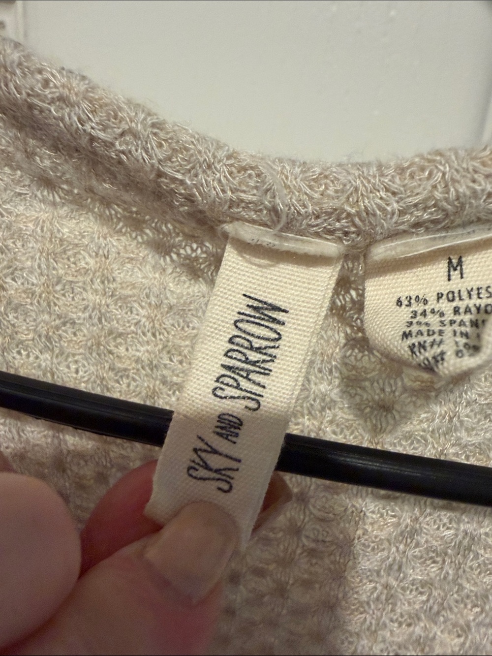 Light Beige Knit Button-Front Women’s Sweater with Front Tie - Picture 3 of 10